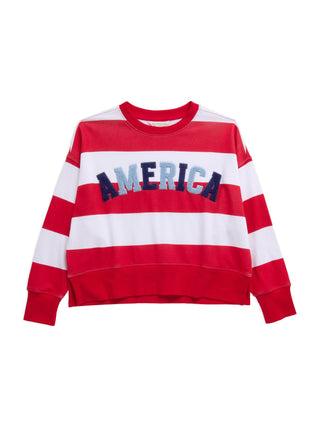 AMERICA RUGBY STRIPE RELAXED SWEATSHIRT - Boutique Bella BellaSweatshirt