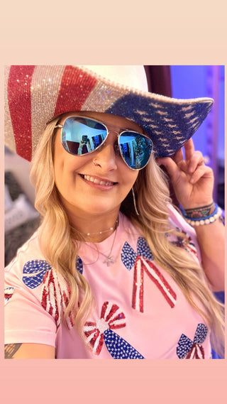 American Flag Hat in White - Boutique Bella BellaHat