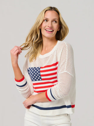 American Flag Knit Sweater - Boutique Bella Bellaknit sweater