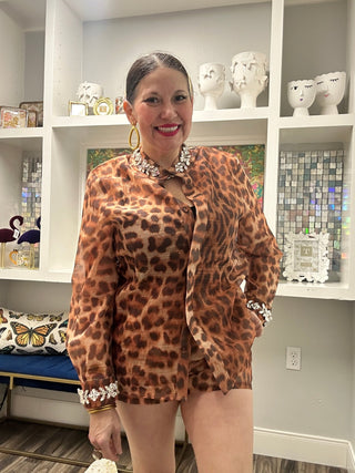 Animal Print Jewelry Trim Shorts Set - Boutique Bella BellaSets