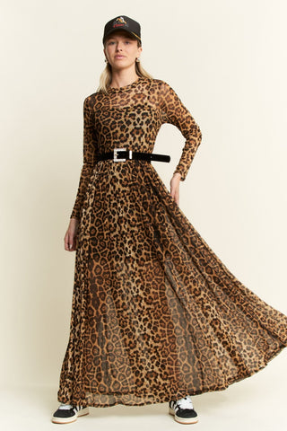 Animal Print Mesh Mock Neck Maxi Dress - Boutique Bella BellaDRESS