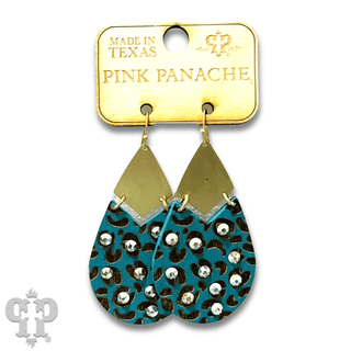 Animal print wood teardrop earring, Austrian crystal - LAST CALL - Boutique Bella BellaEarrings