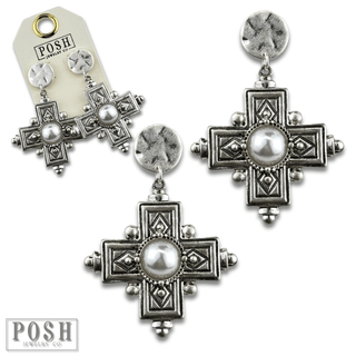 Antique look cross earring - Boutique Bella BellaEarrings