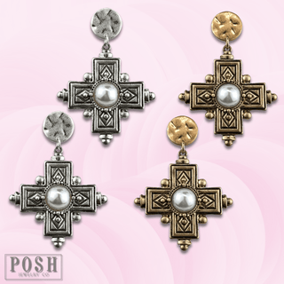 Antique look cross earring - Boutique Bella BellaEarrings