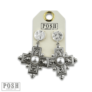 Antique look cross earring - Boutique Bella BellaEarrings