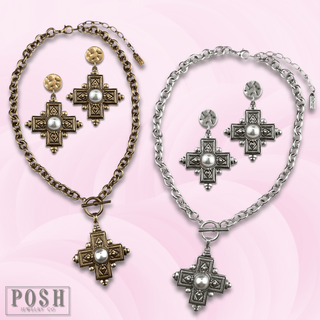 Antique look cross earring - Boutique Bella BellaEarrings