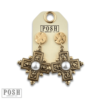 Antique look cross earring - Boutique Bella BellaEarrings