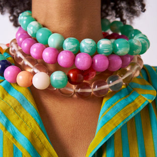 Aqua Iris Large Resin Bead Necklace - Ink + Alloy - Boutique Bella BellaNeckalce