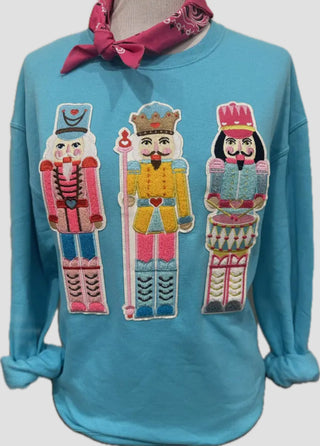 Aqua Nutcracker Patch Sweatshirt - Boutique Bella BellaChristmas Sweatshirt