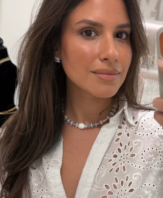 Aquamarine & Pearl Necklace - Boutique Bella BellaNecklace