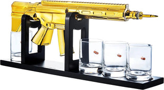 Ar15 Gold Whiskey Decanter Set With 4 Bullet Whiskey Glasses Gift For Fathers Uncles - Boutique Bella Bella