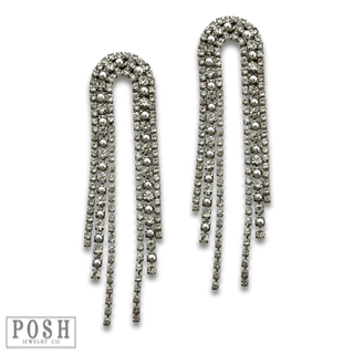 Arched rhinestone fringe earring - LC - Boutique Bella BellaEarrings
