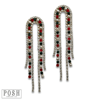 Arched rhinestone fringe earring - LC - Boutique Bella BellaEarrings