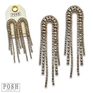 Arched rhinestone fringe earring - LC - Boutique Bella BellaEarrings
