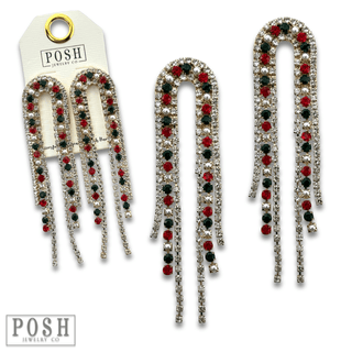 Arched rhinestone fringe earring - LC - Boutique Bella BellaEarrings