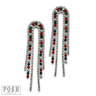 Arched rhinestone fringe earring - LC - Boutique Bella BellaEarrings