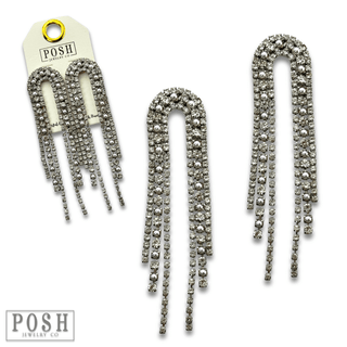 Arched rhinestone fringe earring - LC - Boutique Bella BellaEarrings