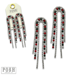 Arched rhinestone fringe earring - LC - Boutique Bella BellaEarrings