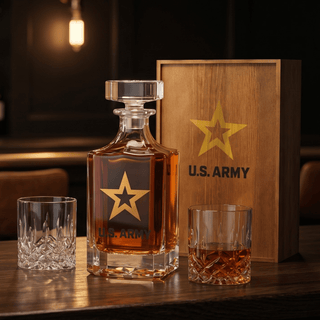 Army Whiskey Decanter Gift Set | 730mL Decanter 2 Whiskey - Boutique Bella Bella