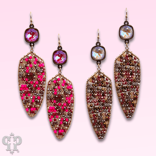 Arrow shape seed bead earring with Austrian crystal - Boutique Bella BellaEarrings