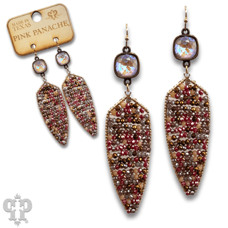 Arrow shape seed bead earring with Austrian crystal - Boutique Bella BellaEarrings