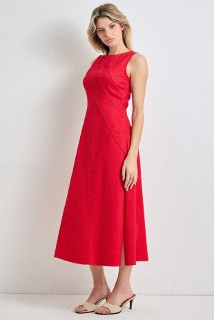 Asymmetric Seam Midi Sleeveless Dress - Boutique Bella Belladress