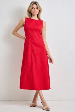 Asymmetric Seam Midi Sleeveless Dress - Boutique Bella Belladress