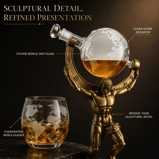 Atalas Bronze World Globe Whiskey Decanter Premium Barware Gift - Boutique Bella BellaDecanter Sets