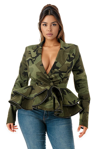 Attention Please Camo Blazer - Boutique Bella BellaBlazer