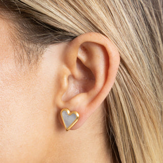 Aubrey MOP Heart Studs - Boutique Bella BellaEarring