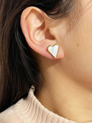 Aubrey MOP Heart Studs - Boutique Bella BellaEarring