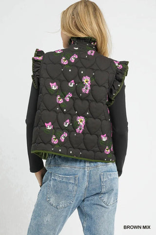 Autumn Bloom Quilted Vest - Boutique Bella BellaVest