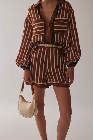 Autumn Lines Trouser Shorts - Boutique Bella BellaShorts