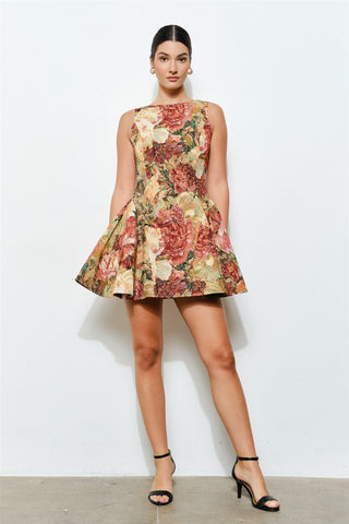 Autumn Romance Floral Jacquard Dress - Boutique Bella BellaDress