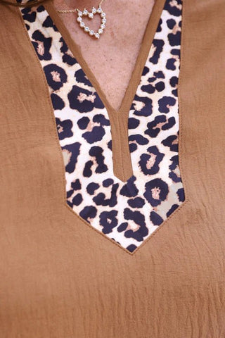 Ava Flutter Sleeve Blouse Safari Chic - Boutique Bella BellaBlouse