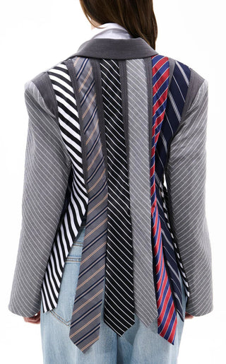 Azalea Wang SAVIOR-BLUEMULTI TIE BLAZER - Boutique Bella BellaBlazer
