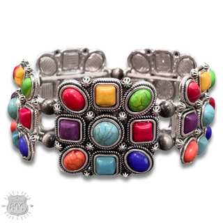 Square stone concho bracelet - LC