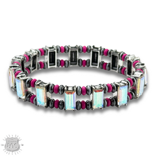 Rhinestone and burnished bead bracelet
