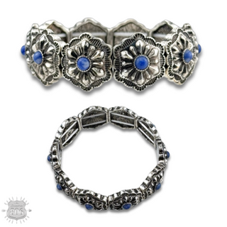 Western stamped denim stone concho bracelet