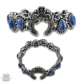 Western stretch bracelet with denim natural stones