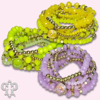 Beaded bracelet stack set, Austrian crystal - LC