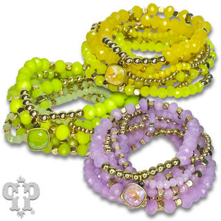 Beaded bracelet stack set, Austrian crystal - LC
