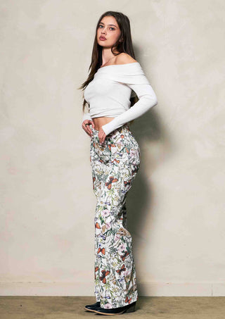 Vintage Bloom Leopard Wide Leg Denim