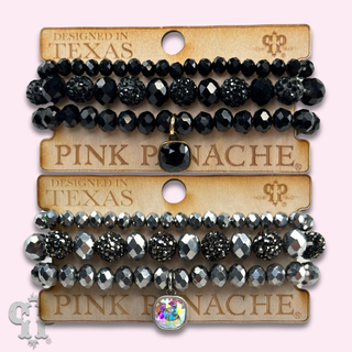Pave ball and glossy glass bead bracelet with a crystal from Swarovski®