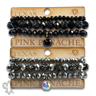 Pave ball and glossy glass bead bracelet with a crystal from Swarovski®