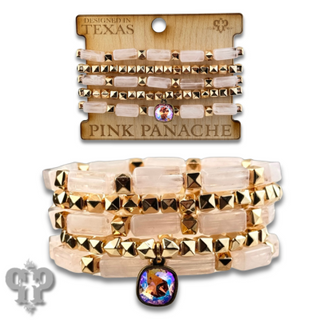 Square tube acrylic bead stacked bracelet, Austrian crystal