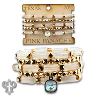 Square tube acrylic bead stacked bracelet, Austrian crystal