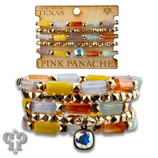 Square tube acrylic bead stacked bracelet, Austrian crystal