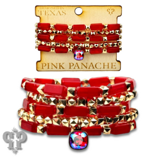 Square tube acrylic bead stacked bracelet, Austrian crystal