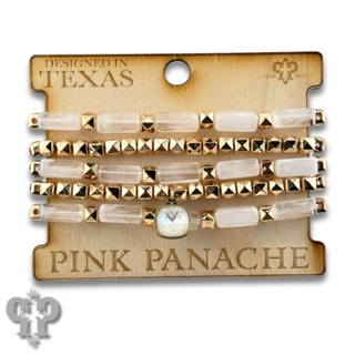 Square tube acrylic bead stacked bracelet, Austrian crystal
